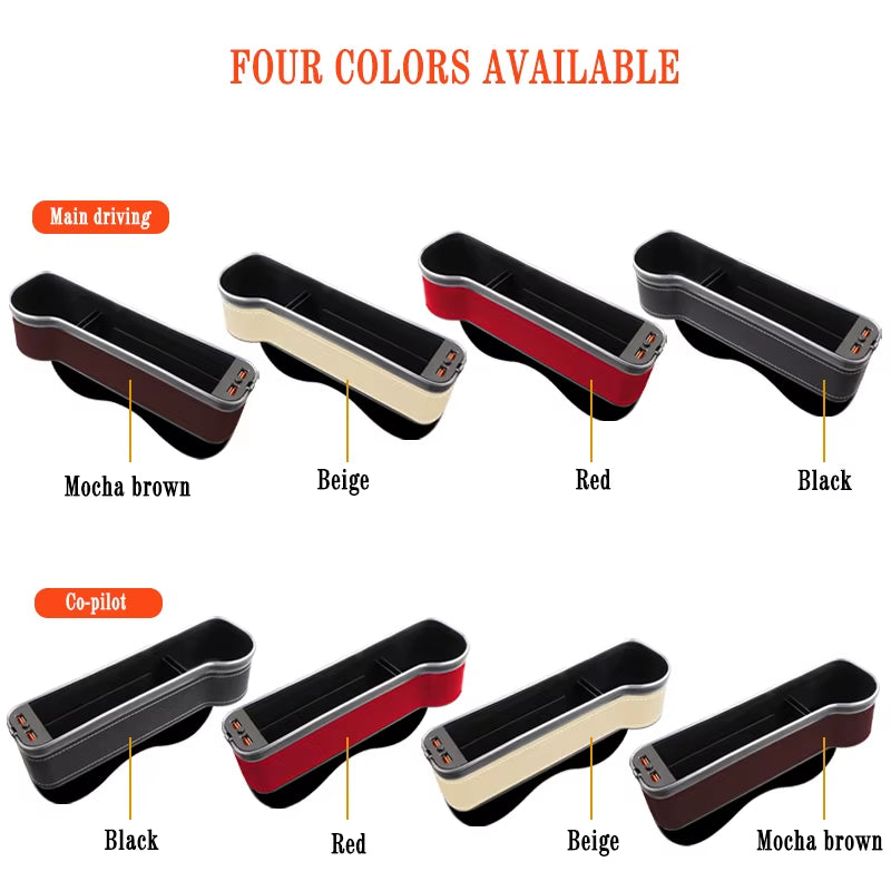 Car Seat Gap Filler Cup Holder 7 Colours Changing LED Car Crevice Storage Organizer Box with 2Usb Charger Car Accessories