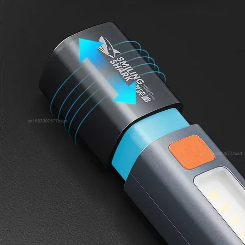 Outdoor Flashlight Portable Strong Light Variable Focus with Floodlight Side Lights Long Range Rechargeable Flashlight