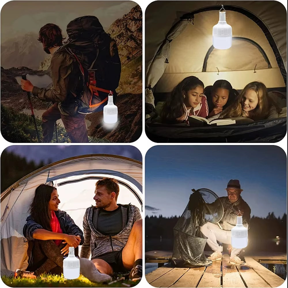 Portable Lanterns High Power USB Rechargeable LED Emergency Lights Hook Outdoor Camping Tents Lantern Lighting Flashlight Bulb