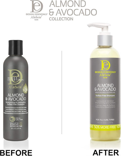 Natural Almond &amp; Avocado Moisturizing &amp; Detangling Sulfate-Free Shampoo, 12 Ounce