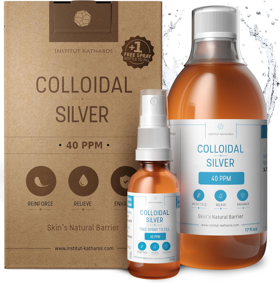 Premium Colloidal Silver 40Ppm 500Ml ● Optimal Concentration Formula, Smaller Particles, Better Results ● Laboratory Certified ● Liquid Silver Made in EU ● Free Spray Bottle to Fill &amp; Ebook Included