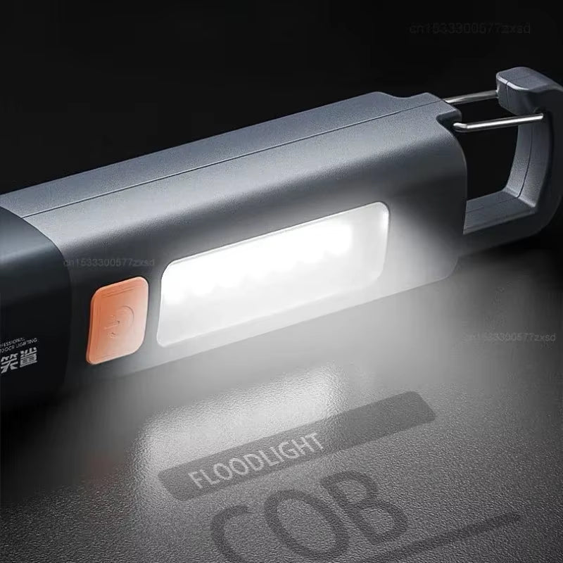 Outdoor Flashlight Portable Strong Light Variable Focus with Floodlight Side Lights Long Range Rechargeable Flashlight