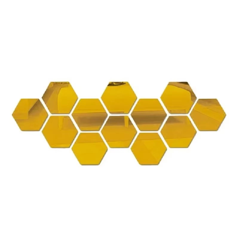 Hexagon Acrylic 3D Mirror Wall Sticker Home Decor DIY Self-Adhesive Mirror Decal Decor Stickers Art Wall Decoration Large 6/12Pc