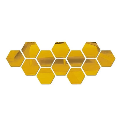 Hexagon Acrylic 3D Mirror Wall Sticker Home Decor DIY Self-Adhesive Mirror Decal Decor Stickers Art Wall Decoration Large 6/12Pc