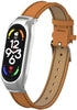 Compatible with Xiaomi Mi Band 7 Strap,Leather Replacement Band Wristband Accessories with Metal Frame for Xiaomi Mi Band 7 Smart Bracelet