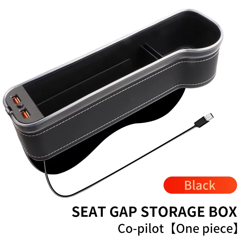 Car Seat Gap Filler Cup Holder 7 Colours Changing LED Car Crevice Storage Organizer Box with 2Usb Charger Car Accessories
