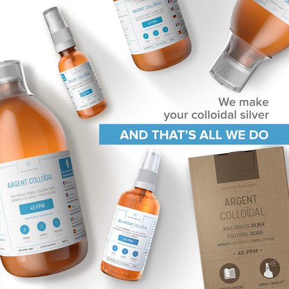 Premium Colloidal Silver 40Ppm 500Ml ● Optimal Concentration Formula, Smaller Particles, Better Results ● Laboratory Certified ● Liquid Silver Made in EU ● Free Spray Bottle to Fill &amp; Ebook Included