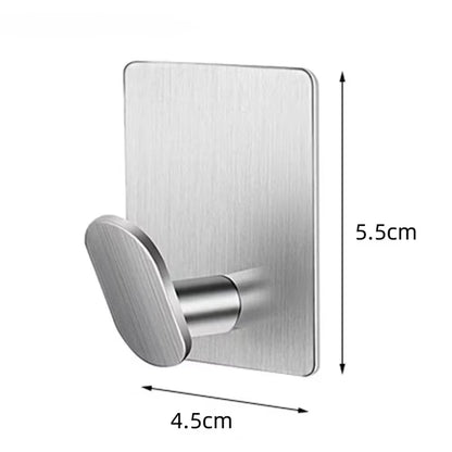 4/1Pcs Stainless Steel Bathroom Robe Hooks Adhesive Wall Hook Towel Holder Bathroom Kitchen Hardware Multi-Purpose Hanger Hook