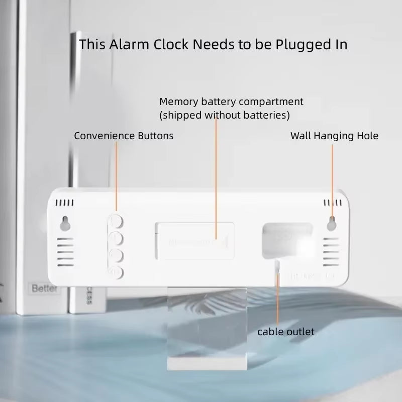 9 Inch Large Digital Wall Clock USB Powered TEMP Humidity Week Auto Dimmer DST Table Clock 12/24H Electronic LED Alarm Clock