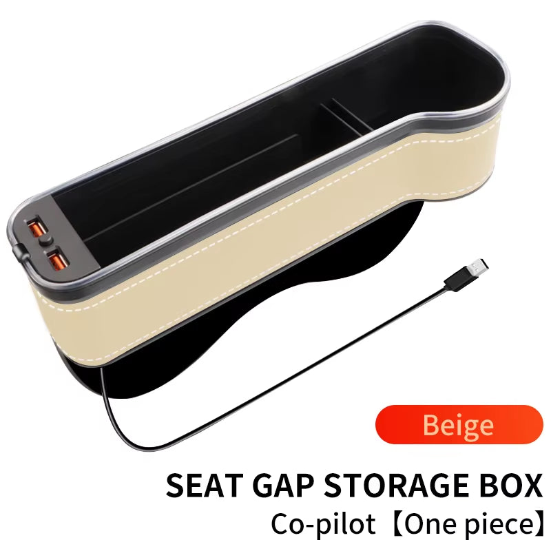 Car Seat Gap Filler Cup Holder 7 Colours Changing LED Car Crevice Storage Organizer Box with 2Usb Charger Car Accessories